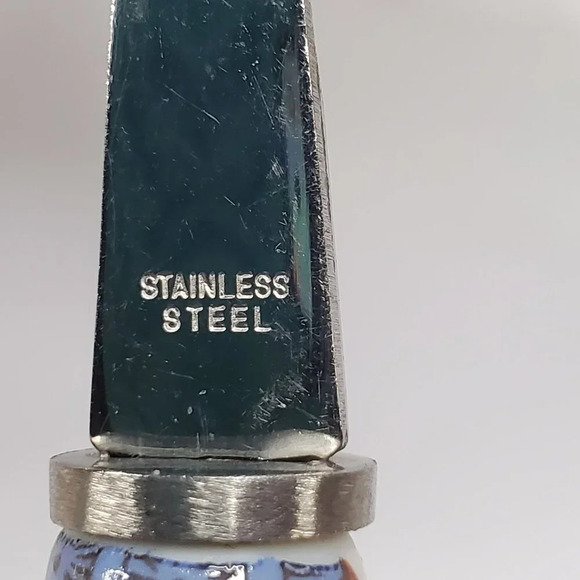 Vintage Prill Sheffield England Porcelain Handles Cutlery Cheese Set Stainless - Picture 5 of 9